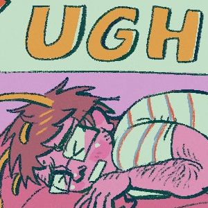 A digital comic where Shrimp motivates himself to eat.